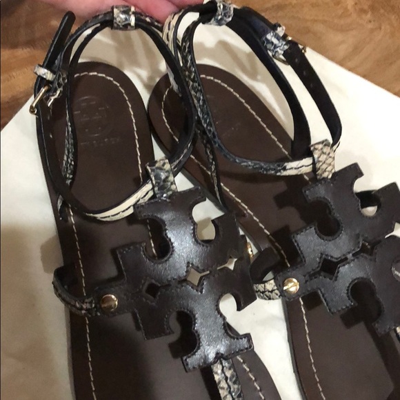 Tory Burch chandler snake embossed flat sandal - Picture 3 of 7